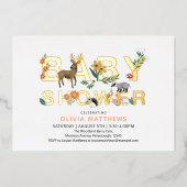 可愛いエレガントウッドランド動物の赤ちゃんシャワー 箔招待状 (正面)