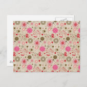 可愛いエレガントガーリーヴィンテージ花ハート模様 ポストカード (正面/裏面)