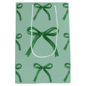可愛いエレガントグリーン弓パターン抱き枕 ミディアムペーパーバッグ (裏面)
