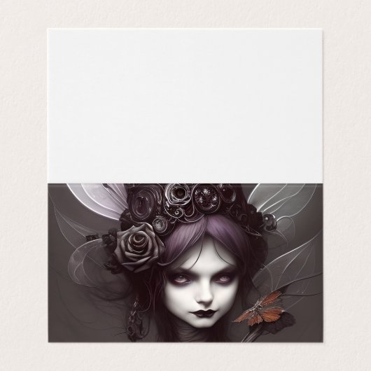 可愛いエレガントゴシック様式の魔女妖精フェイリー・アートワーク 名刺 (外部フラット)