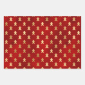 可愛いエレガントジンジャーブレッド金ゴールド箔レッド ラッピングペーパーシート (正面2)