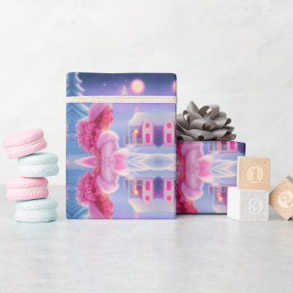 可愛いエレガントピンクガーリーのクリスマス ラッピングペーパー