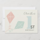 可愛いエレガントピンクブルーカイトキッズ幼児誕生日 招待状 (裏面)