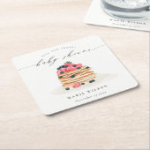 可愛いエレガントフルーツパンケーキ水彩赤ちゃんシャワー スクエアペーパーコースター (アングル)