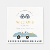 可愛いエレガントブルーレースカーキッズ任意の年齢誕生日 スタンダードカクテルナプキン (正面)