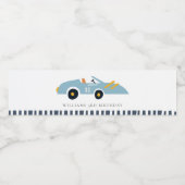 可愛いエレガントブルーレースカーキッズ任意の年齢誕生日 ペットボトルラベル (シングルラベル)