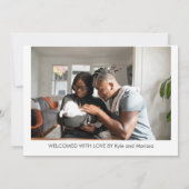 可愛いエレガントベビー写真誕生発表ユニコーン 案内状 (裏面)