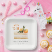 可愛いエレガントボホオレンジフルーツケーキベビーシャワー ペーパープレート (パーティー)