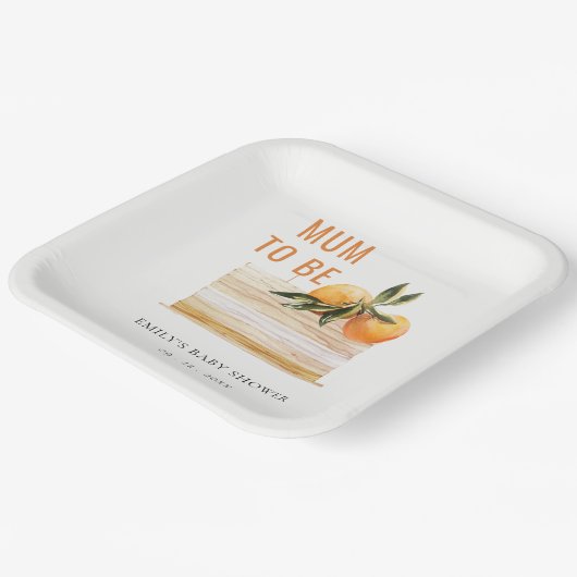 可愛いエレガントボホオレンジフルーツケーキベビーシャワー ペーパープレート (傾斜あり)