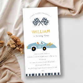 可愛いエレガントレースカーキッズ任意の年齢誕生日招待状 サンキューカード