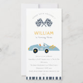 可愛いエレガントレースカーキッズ任意の年齢誕生日招待状 サンキューカード (正面)