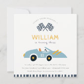 可愛いエレガントレースカーキッズ任意の年齢誕生日招待状 招待状 (正面)