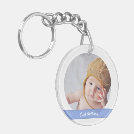 可愛いエレガント新生児ボーイ姉妹フォトキープサケ キーホルダー (正面左)
