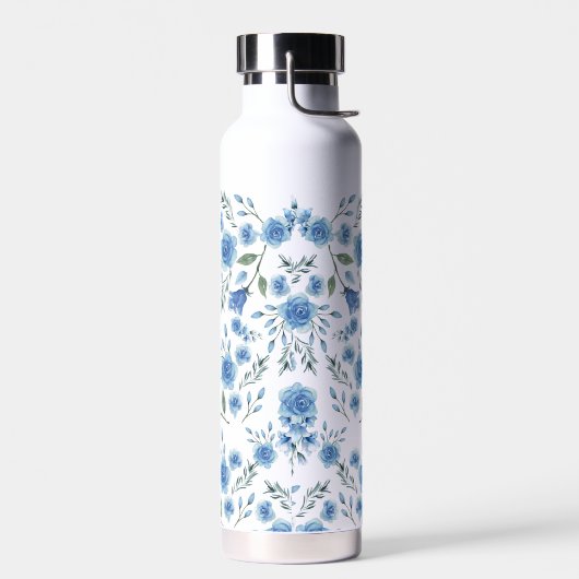 可愛いエレガント水彩青花柄 ウォーターボトル (左面)