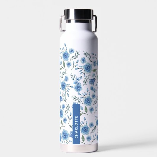 可愛いエレガント水彩青花柄 ウォーターボトル (正面)