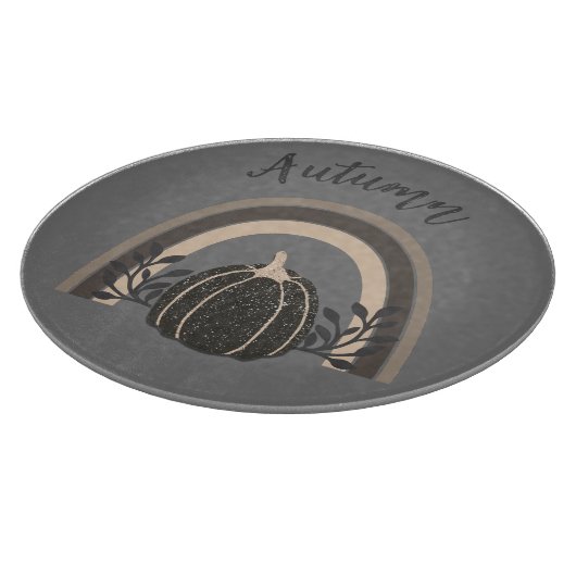 可愛いエレガント秋の黒かぼちゃの虹 カッティングボード (角)