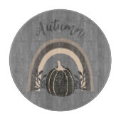 可愛いエレガント秋の黒かぼちゃの虹 カッティングボード (正面)