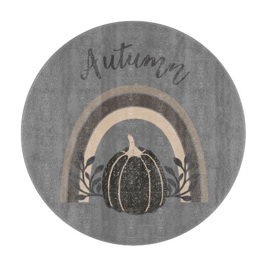可愛いエレガント秋の黒かぼちゃの虹 カッティングボード (正面)