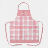 可愛いエレガント赤面ピンクホワイトプレイドクリスマス エプロン (正面)