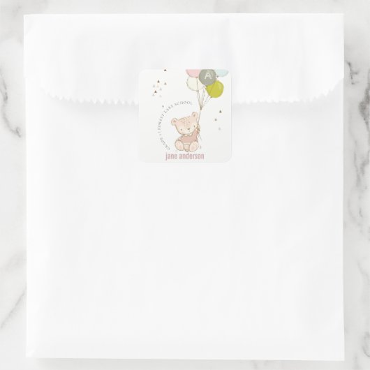 可愛いエレガント赤面ベアバルーンキッズモノグラム スクエアシール (バッグ)