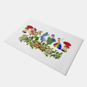 可愛いエレガント踊りガールズマッシュルーム秋カボチャ ドアマット (アングル)