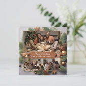 可愛いエレガント3フォトファミリークリスマスエバーグリーン シーズンカード (スタンド正面)