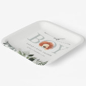 可愛いエレガントBohoライオンの葉Oh男の子の赤ちゃんシャワー ペーパープレート (傾斜あり)