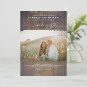 可愛いエレガントScript Photo Overlay素朴結婚s 招待状 (スタンド正面)