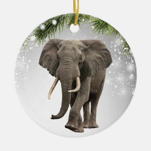 可愛いエレファントサファリワイルドライフアフリカ動物動物園 セラミックオーナメント (正面)