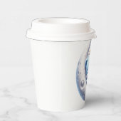 可愛いエンジェルブルーテディベア月に眠る 紙コップ (右)