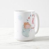 可愛いエンジェルモノグラムのクリスマス コーヒーマグカップ (正面右)