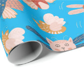 可愛いエンジェル猫の柄 ラッピングペーパー (ロールコーナー)