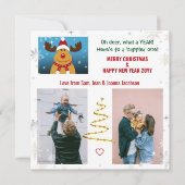 可愛いオおもしろいディアルドルフのクリスマスツリーの写真 シーズンカード (正面)