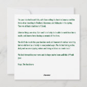 可愛いオおもしろいディアルドルフのクリスマスツリーの写真 シーズンカード (裏面)