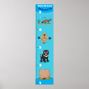 可愛いオおもしろいーストラリアの動物漫画の成長チャート ポスター