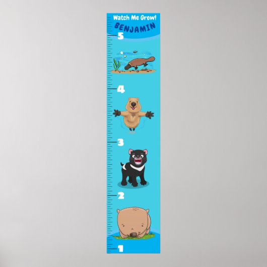可愛いオおもしろいーストラリアの動物漫画の成長チャート ポスター (正面)