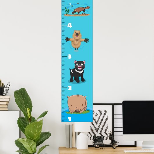 可愛いオおもしろいーストラリアの動物漫画の成長チャート ポスター (ホームオフィス)