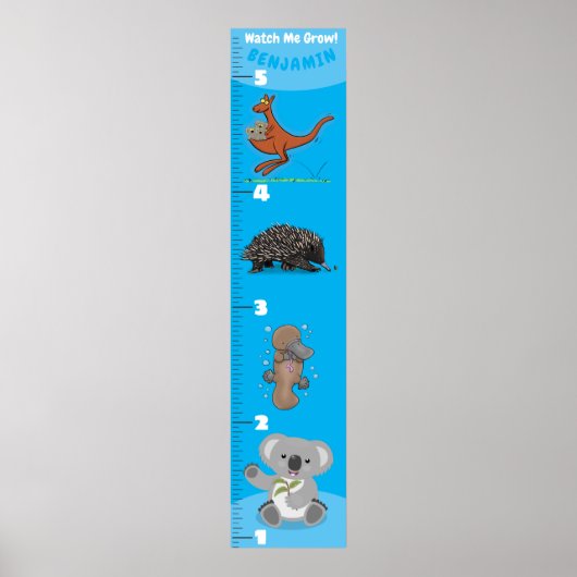 可愛いオおもしろいーストラリアの動物漫画の成長チャート ポスター (正面)