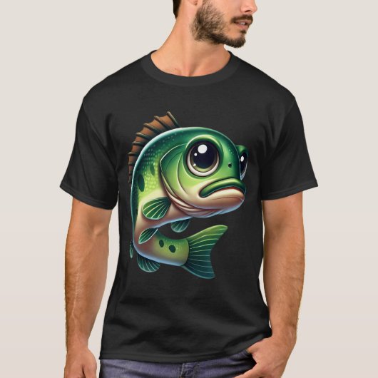 可愛いオオクチバスの魚 Tシャツ (正面)
