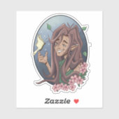 可愛いオス小妖精や小人とクリーム淡い色のバタフライ シール (シート)