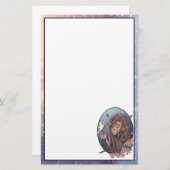 可愛いオス小妖精や小人とクリーム淡い色のバタフライ 便箋 (正面/裏面)