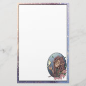 可愛いオス小妖精や小人とクリーム淡い色のバタフライ 便箋 (正面)