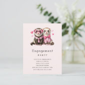可愛いオッターカップルinラブ婚約パーティ インビテーションポストカード (スタンド正面)