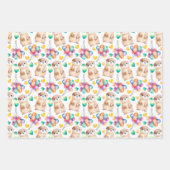 可愛いオッターカラフルバルーン&ラブキッズ ラッピングペーパーシート (正面3)