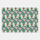 可愛いオッターカラフルバルーン&ラブキッズ ラッピングペーパーシート (正面2)