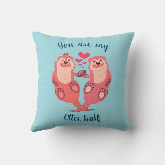 可愛いオッターズバレンタインデーパーソナライズされたカップル クッション (裏面)