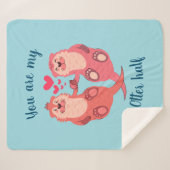 可愛いオッターズバレンタインデーパーソナライズされたカップル シェルパブランケット (正面(横))