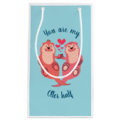 可愛いオッターズバレンタインデーパーソナライズされたカップル スモールペーパーバッグ (正面)