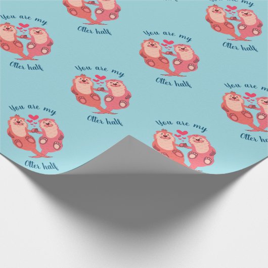 可愛いオッターズバレンタインデーパーソナライズされたカップル ラッピングペーパー (角)