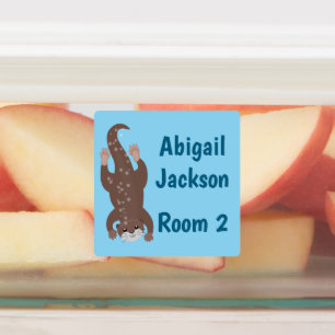 可愛いオッターダイビングパーソナライズされたアニメ ラベル